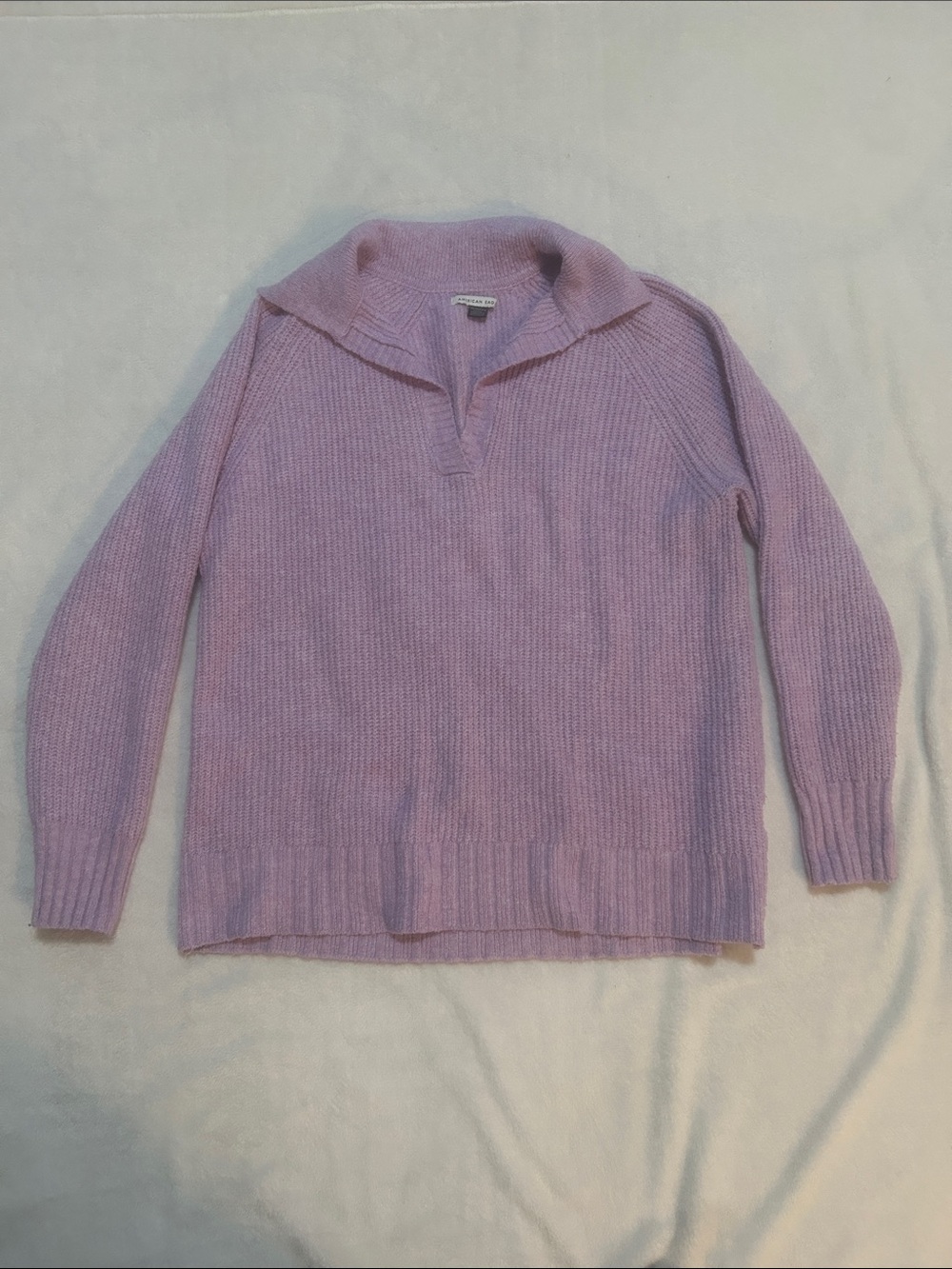 American Eagle Women’s Sweater Knit Purple V-Neck Collared - Size XS
